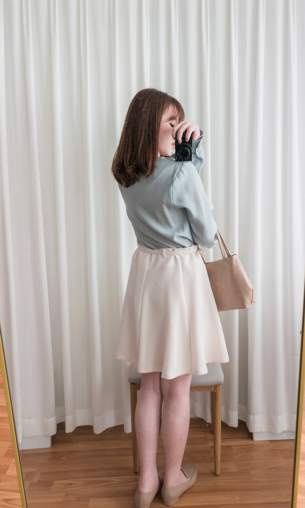 Twist V 小復古高質感扭紋領口, Blouse/ BU8859 (lightbeige sold out)