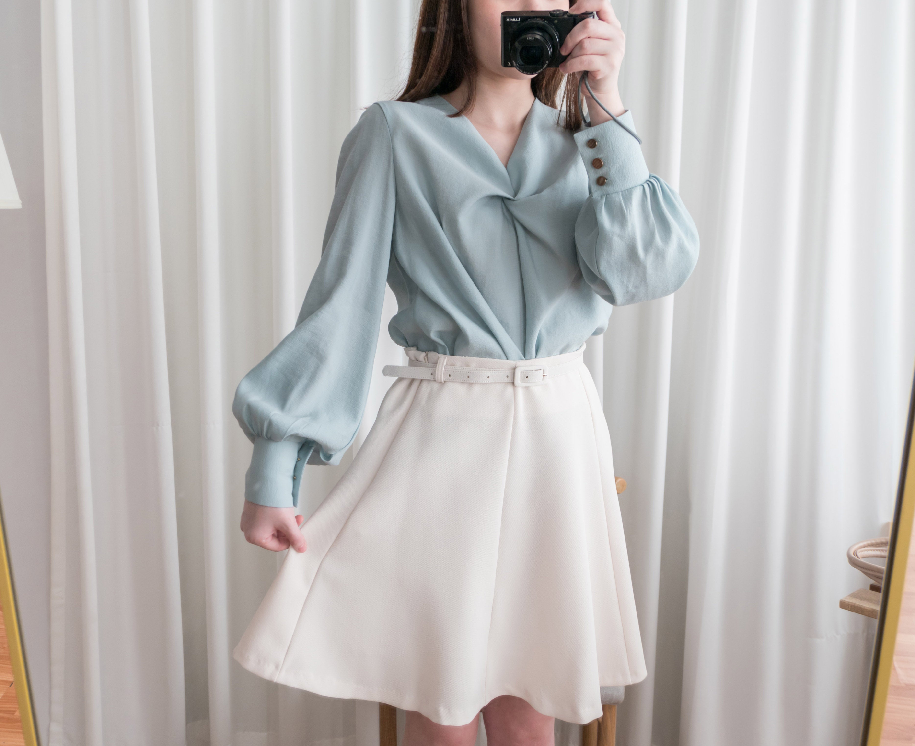 Twist V 小復古高質感扭紋領口, Blouse/ BU8859 (lightbeige sold out)