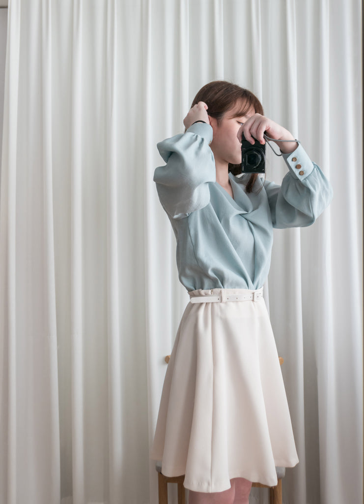 Twist V 小復古高質感扭紋領口, Blouse/ BU8859 (lightbeige sold out)