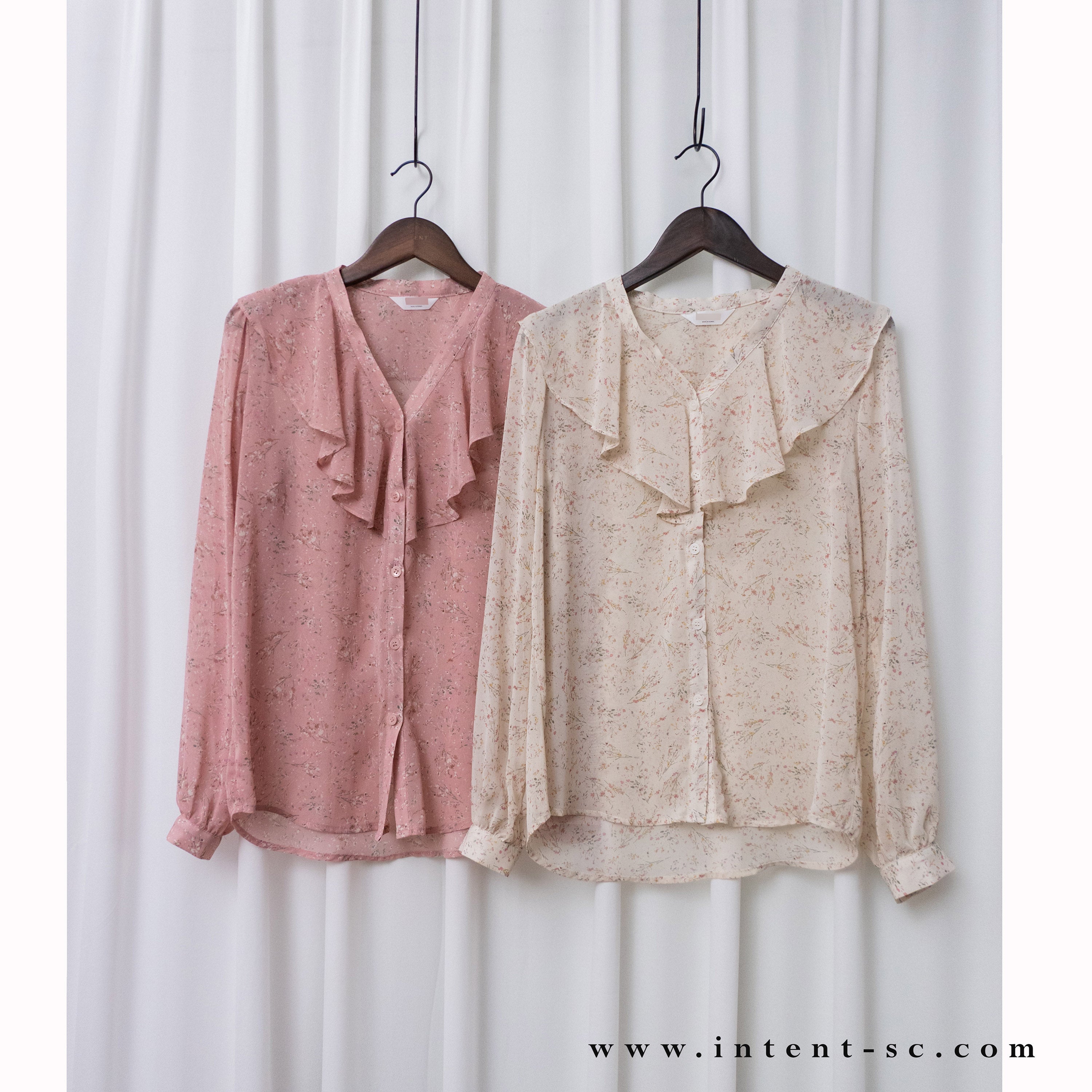 Ruffle Floral 氧氣感花枝飄飄領口, Blouse/ BU8890 (white sold out)