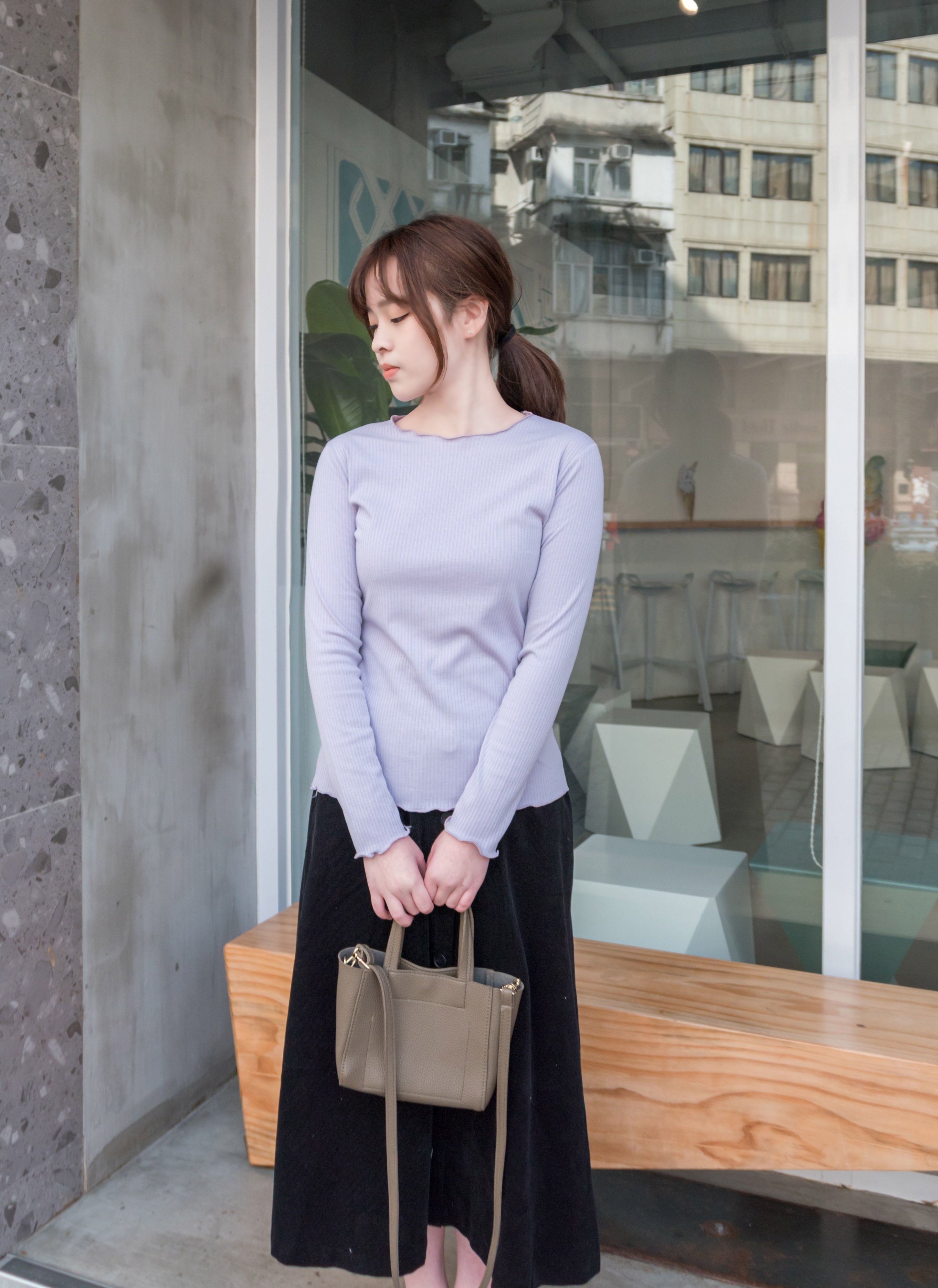 Wave 超彈性合身波浪邊裝飾打底單穿, Top/ TP8833 (White/lavender Sold out)