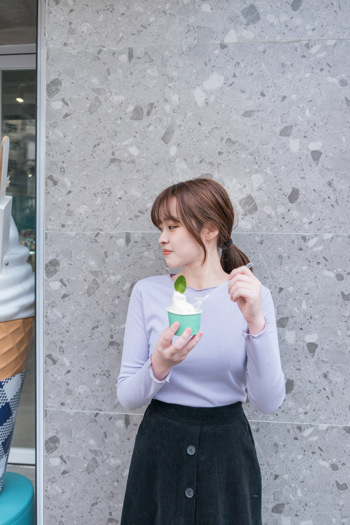 Wave 超彈性合身波浪邊裝飾打底單穿, Top/ TP8833 (White/lavender Sold out)