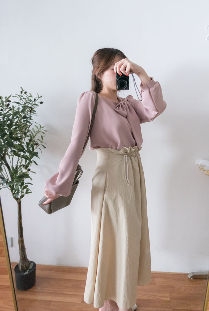 Side Scarf 簡約側蝴蝶領帶, Blouse/ BU8870 (white sold out)