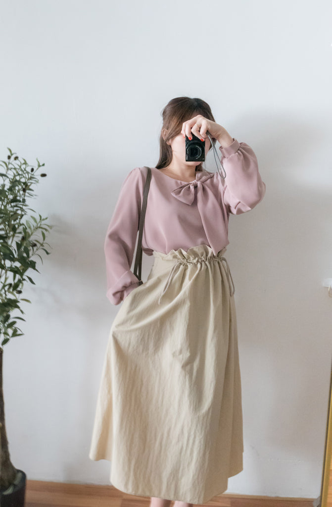 Side Scarf 簡約側蝴蝶領帶, Blouse/ BU8870 (white sold out)