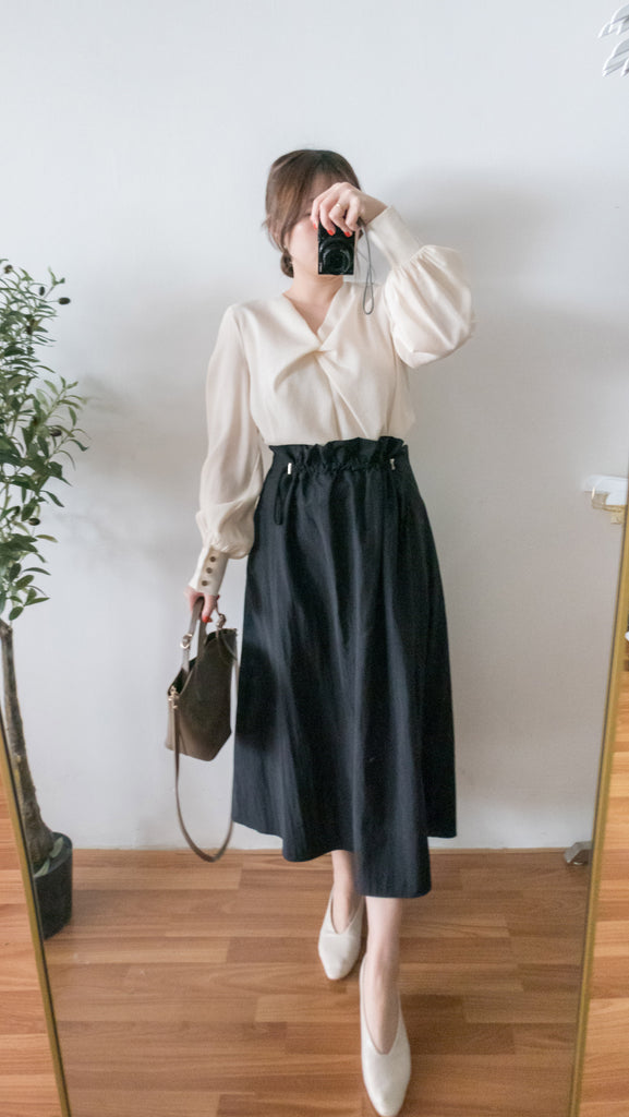 Twist V 小復古高質感扭紋領口, Blouse/ BU8859 (lightbeige sold out)