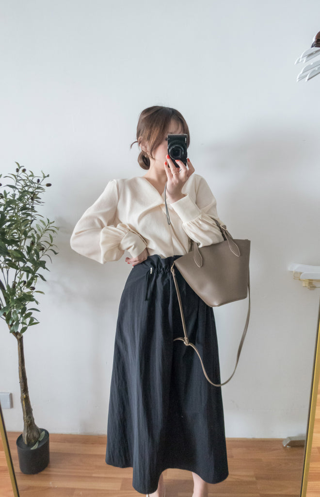 Twist V 小復古高質感扭紋領口, Blouse/ BU8859 (lightbeige sold out)