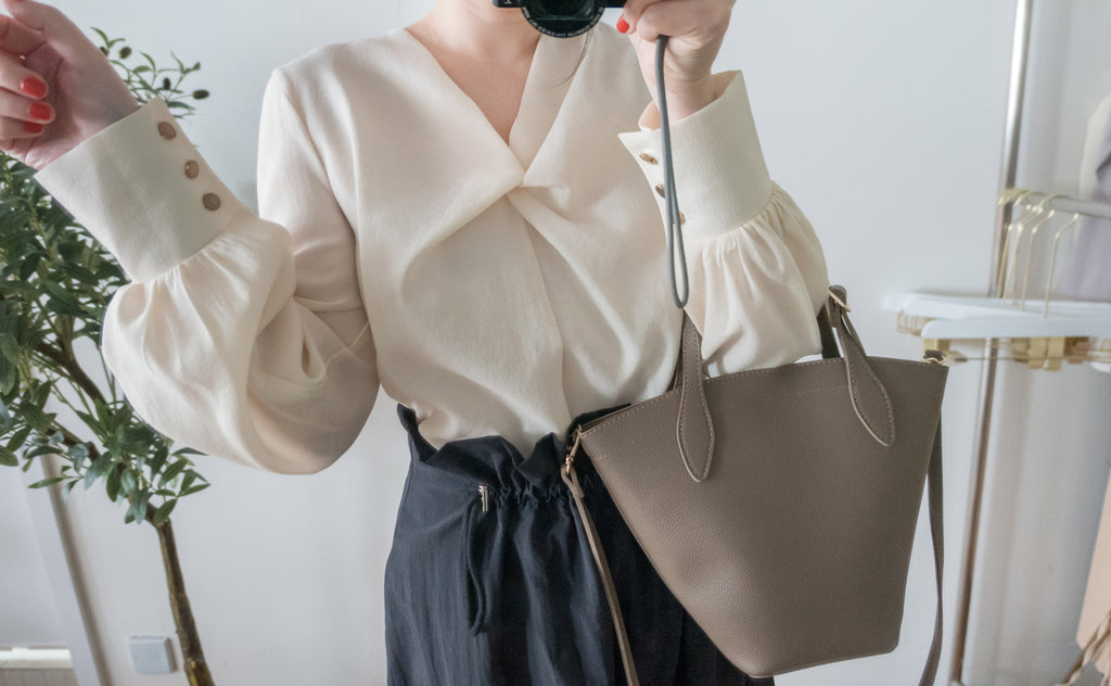 Twist V 小復古高質感扭紋領口, Blouse/ BU8859 (lightbeige sold out)