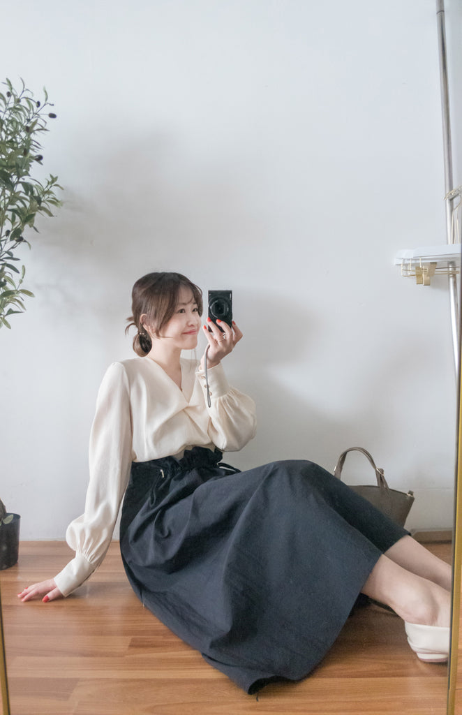 Twist V 小復古高質感扭紋領口, Blouse/ BU8859 (lightbeige sold out)