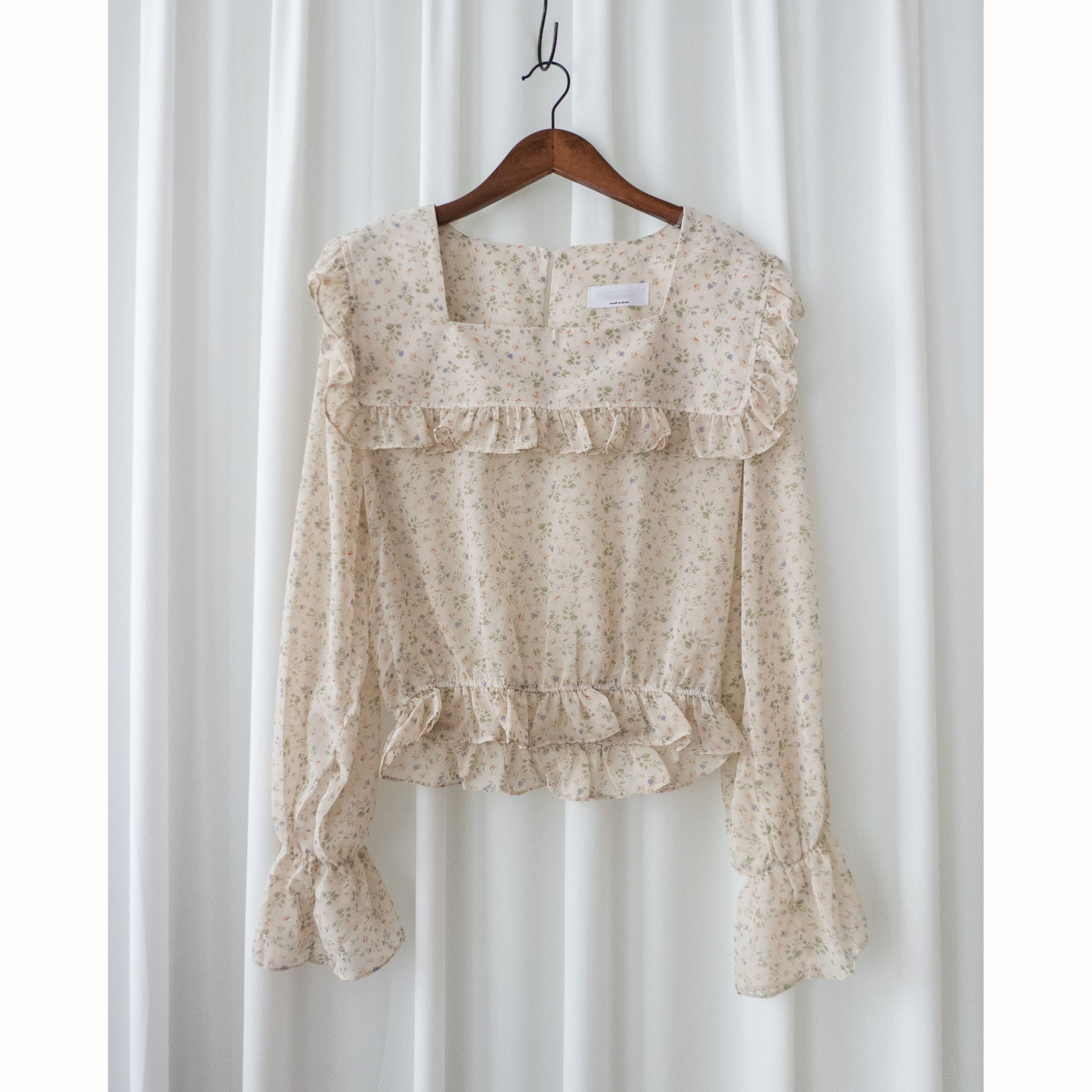 Baby Floral 方領口碎花橡筋花邊衣尾, Blouse/ BU8896