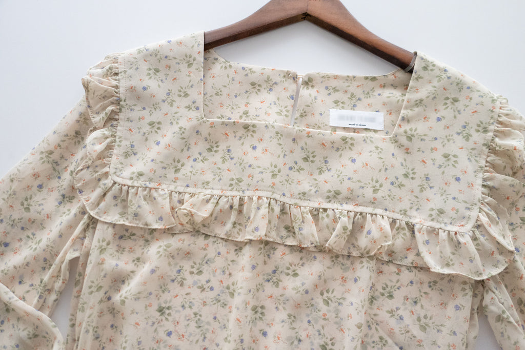 Baby Floral 方領口碎花橡筋花邊衣尾, Blouse/ BU8896