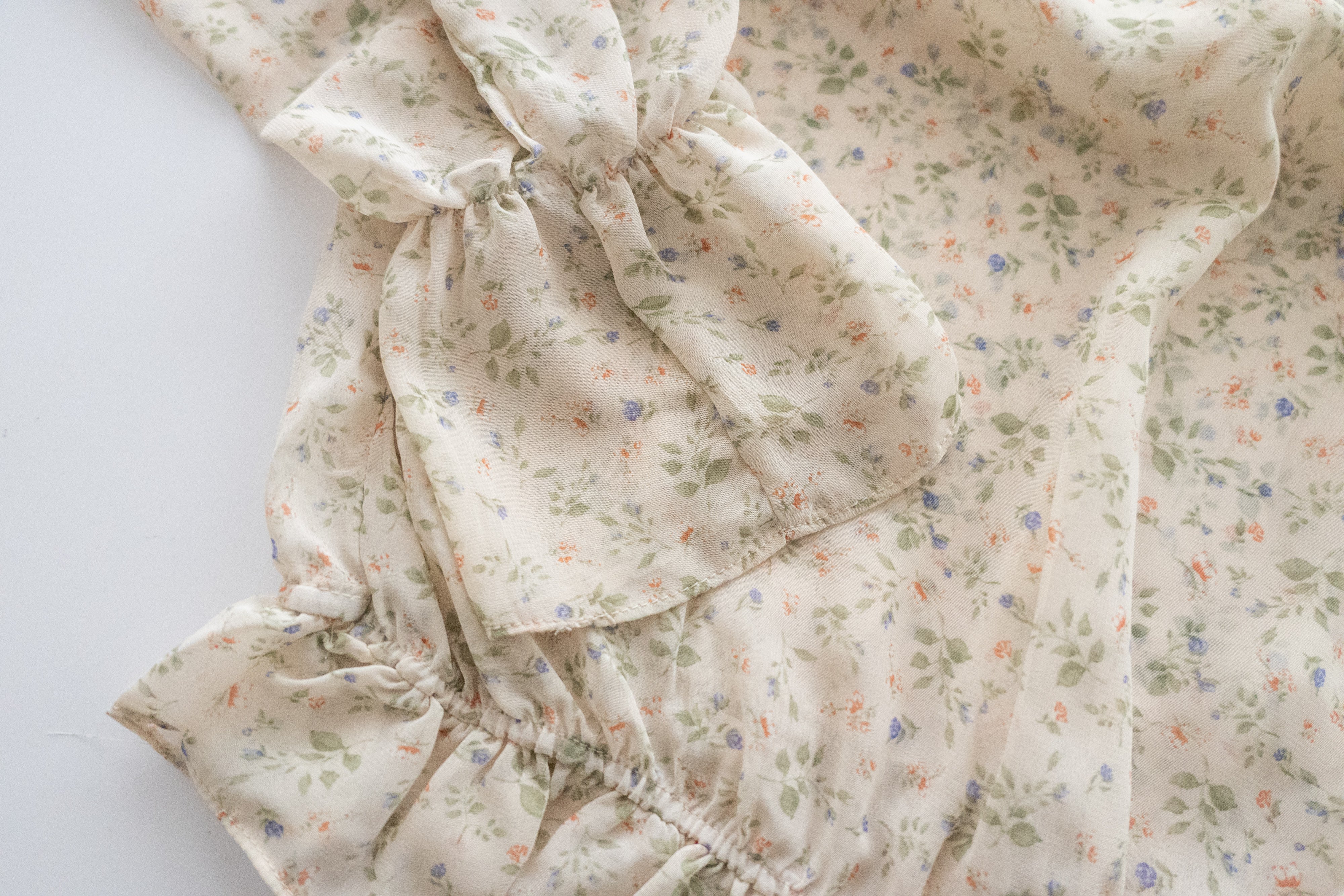 Baby Floral 方領口碎花橡筋花邊衣尾, Blouse/ BU8896