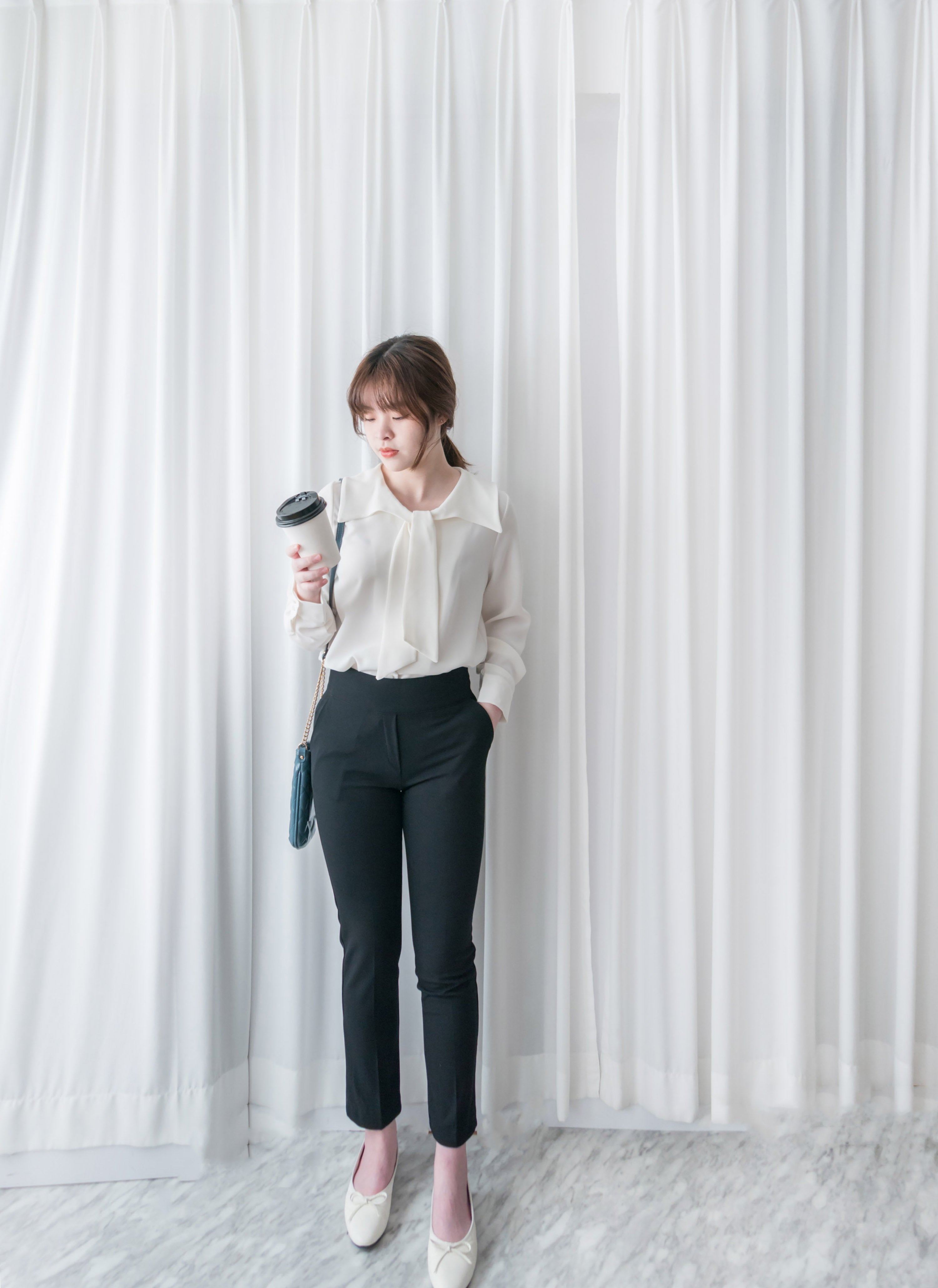 Black Elastic 超彈性舒適包肚高腰黑色西褲, Pant/ PT8353