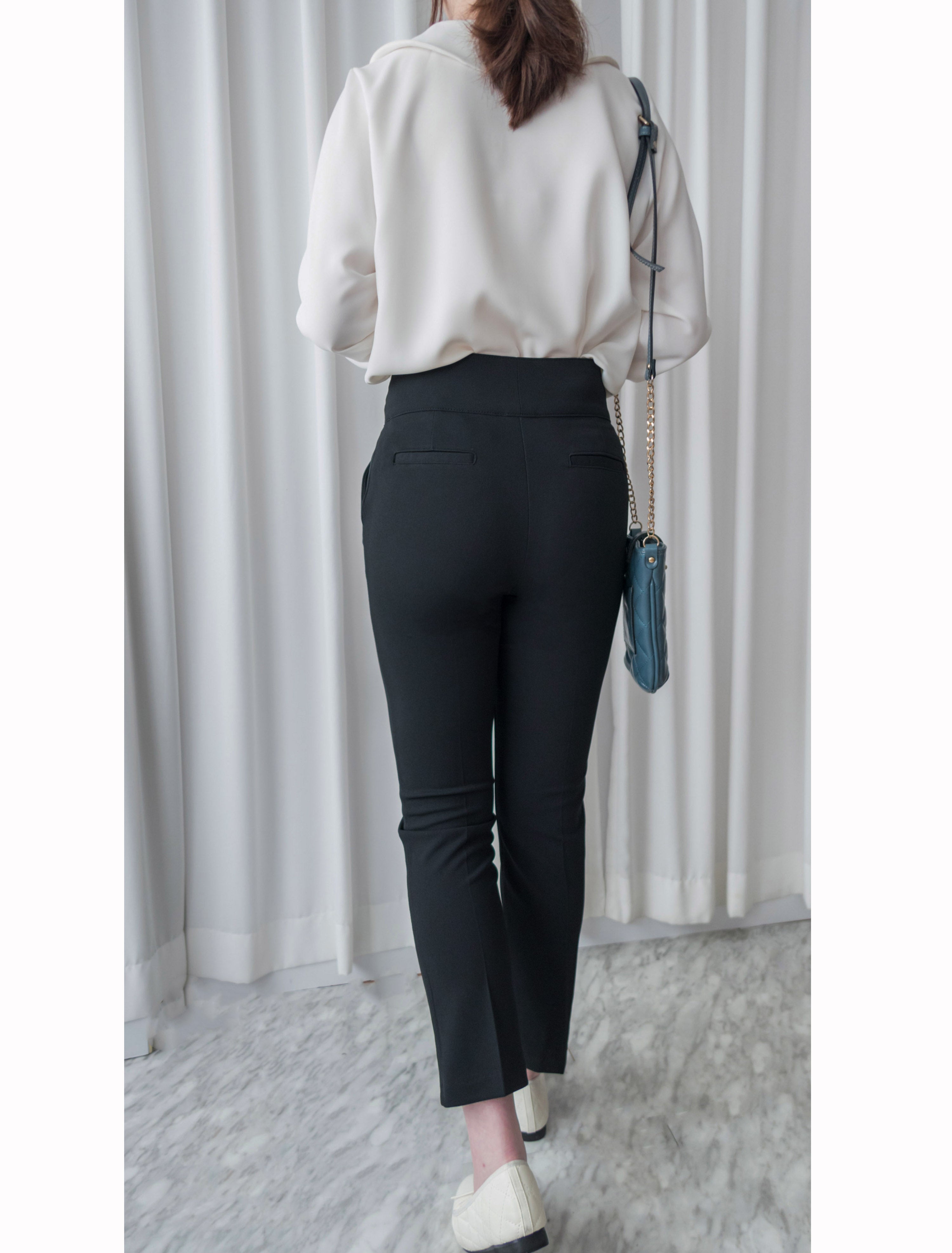 Black Elastic 超彈性舒適包肚高腰黑色西褲, Pant/ PT8353
