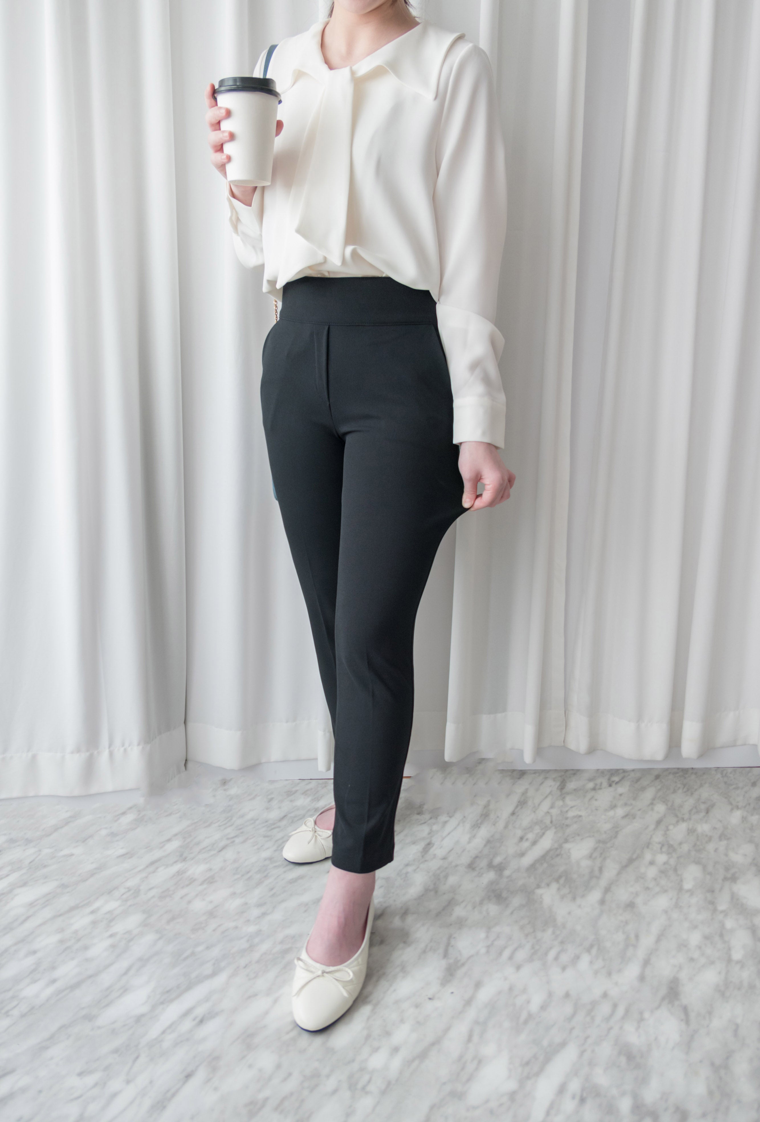 Black Elastic 超彈性舒適包肚高腰黑色西褲, Pant/ PT8353