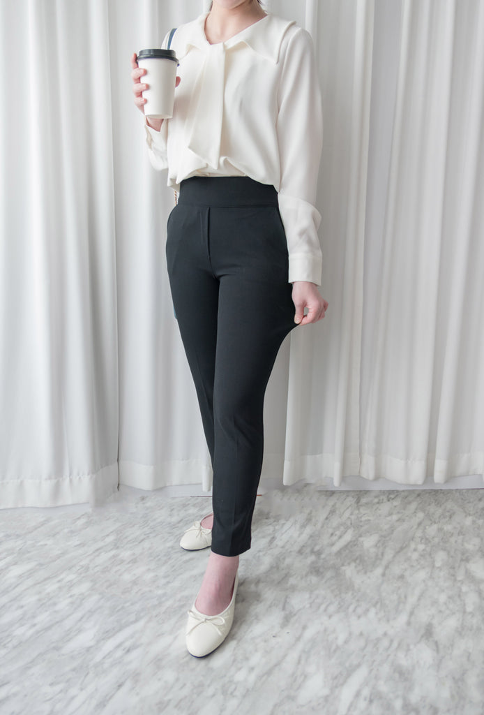 Black Elastic 超彈性舒適包肚高腰黑色西褲, Pant/ PT8353
