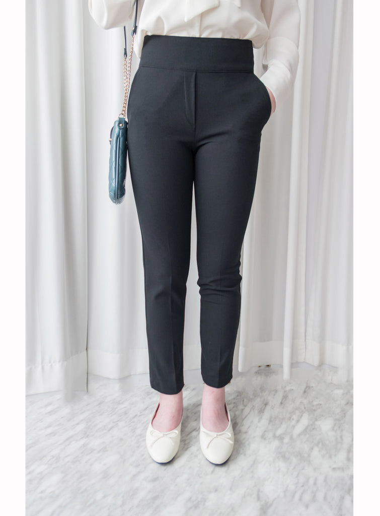 Black Elastic 超彈性舒適包肚高腰黑色西褲, Pant/ PT8353