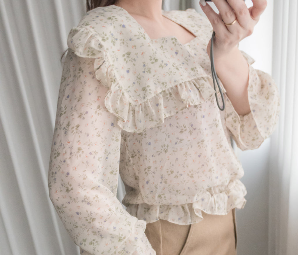 Baby Floral 方領口碎花橡筋花邊衣尾, Blouse/ BU8896