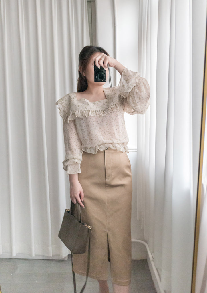 Baby Floral 方領口碎花橡筋花邊衣尾, Blouse/ BU8896