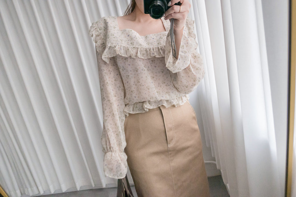 Baby Floral 方領口碎花橡筋花邊衣尾, Blouse/ BU8896