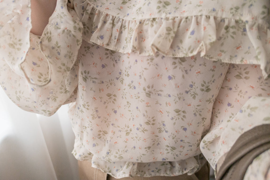 Baby Floral 方領口碎花橡筋花邊衣尾, Blouse/ BU8896