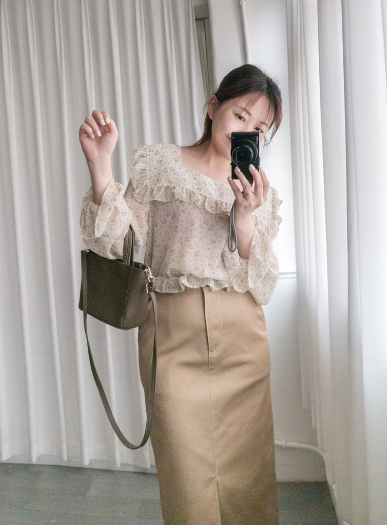 Baby Floral 方領口碎花橡筋花邊衣尾, Blouse/ BU8896