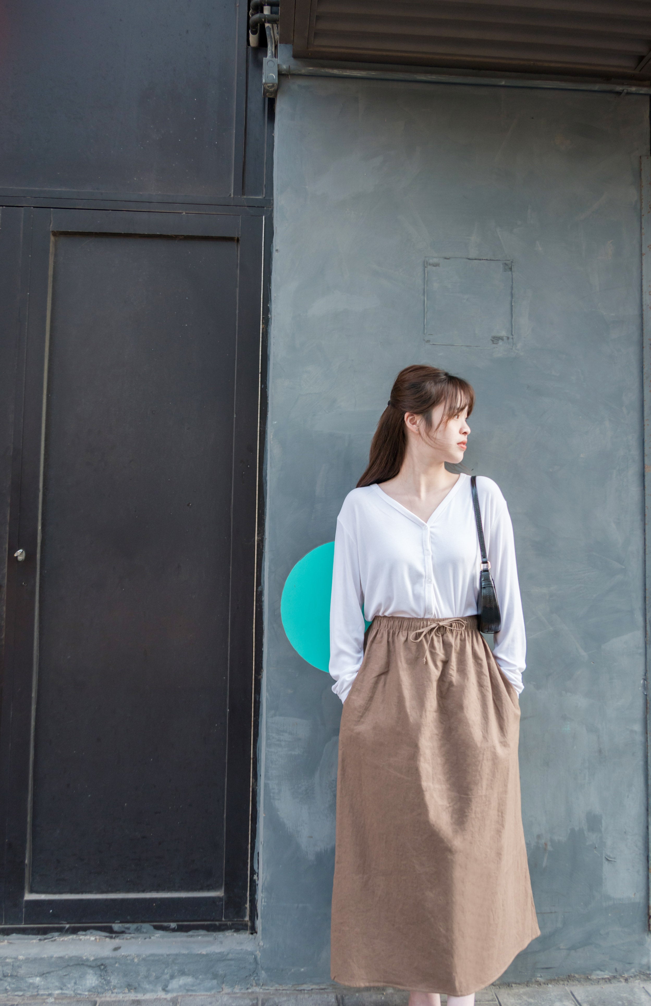 Daily Tone 隨性麻棉口袋傘裙, Skirt/ SK8683 (brown sold out)