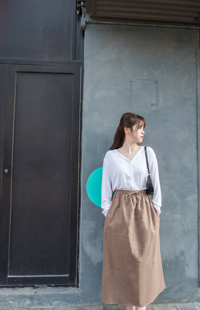 Daily Tone 隨性麻棉口袋傘裙, Skirt/ SK8683 (brown sold out)