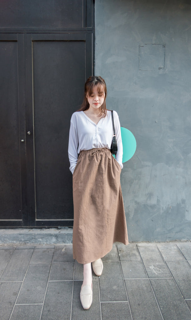 Daily Tone 隨性麻棉口袋傘裙, Skirt/ SK8683 (brown sold out)