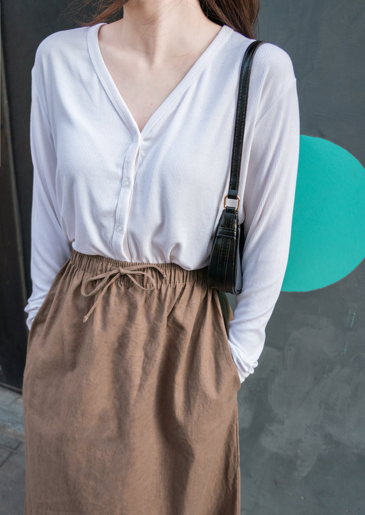 Daily Tone 隨性麻棉口袋傘裙, Skirt/ SK8683 (brown sold out)