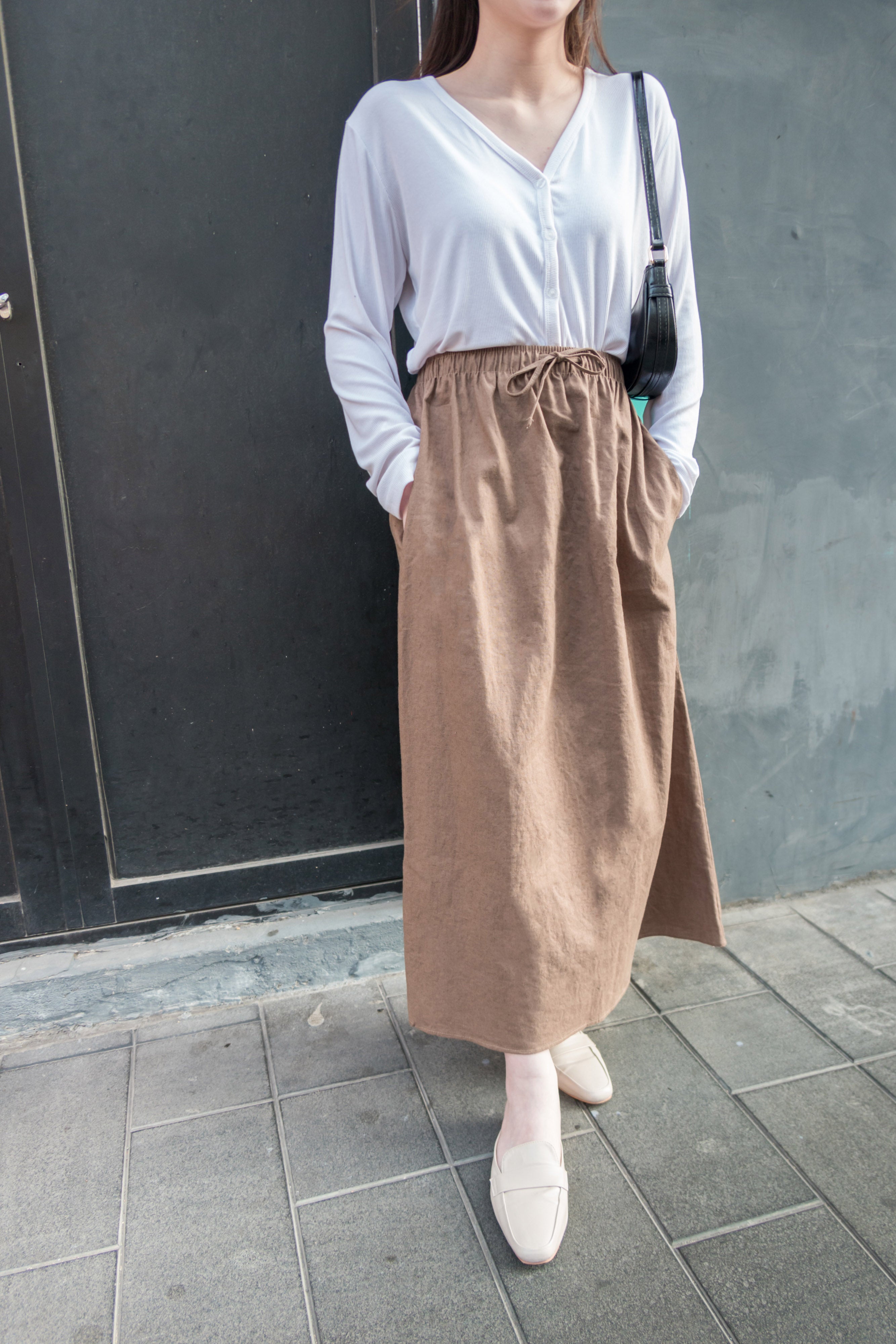 Daily Tone 隨性麻棉口袋傘裙, Skirt/ SK8683 (brown sold out)