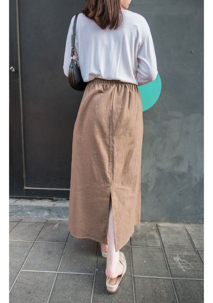 Daily Tone 隨性麻棉口袋傘裙, Skirt/ SK8683 (brown sold out)