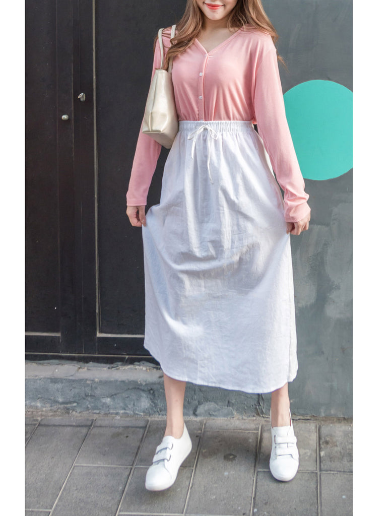 Daily Tone 隨性麻棉口袋傘裙, Skirt/ SK8683 (brown sold out)