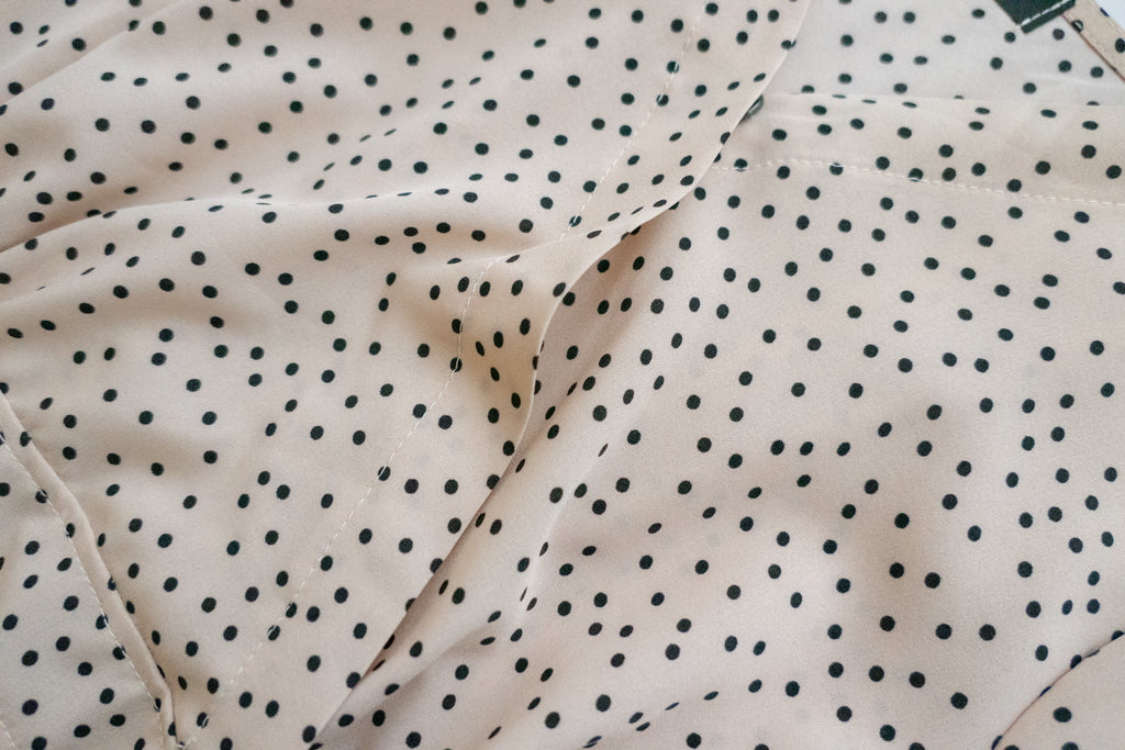 Ruffle Dot 象牙白法式點點疊領後橡筋傘裙, Dress/ DS9189