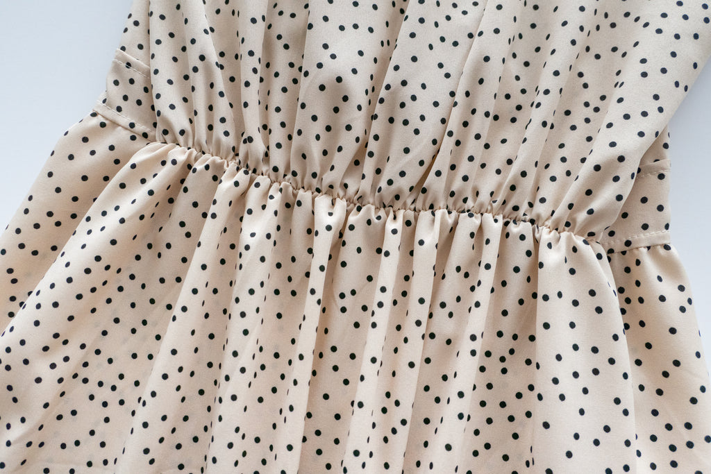 Ruffle Dot 象牙白法式點點疊領後橡筋傘裙, Dress/ DS9189