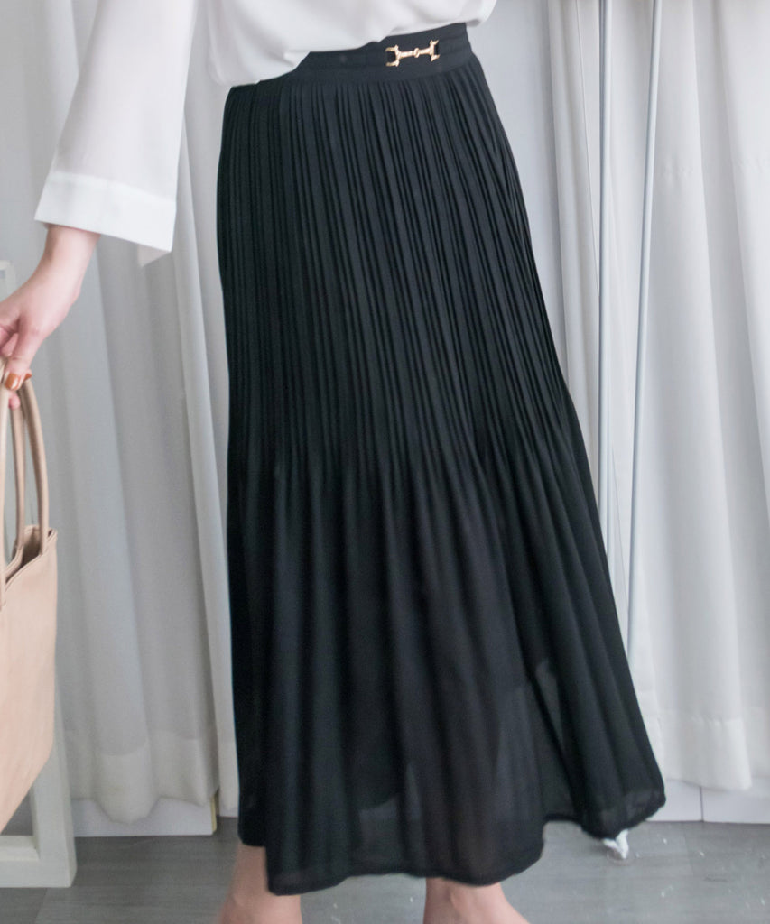 Elegant Buckle 金釦裝飾飄逸雙層細褶, Skirt/ SK8681 (black sold out)