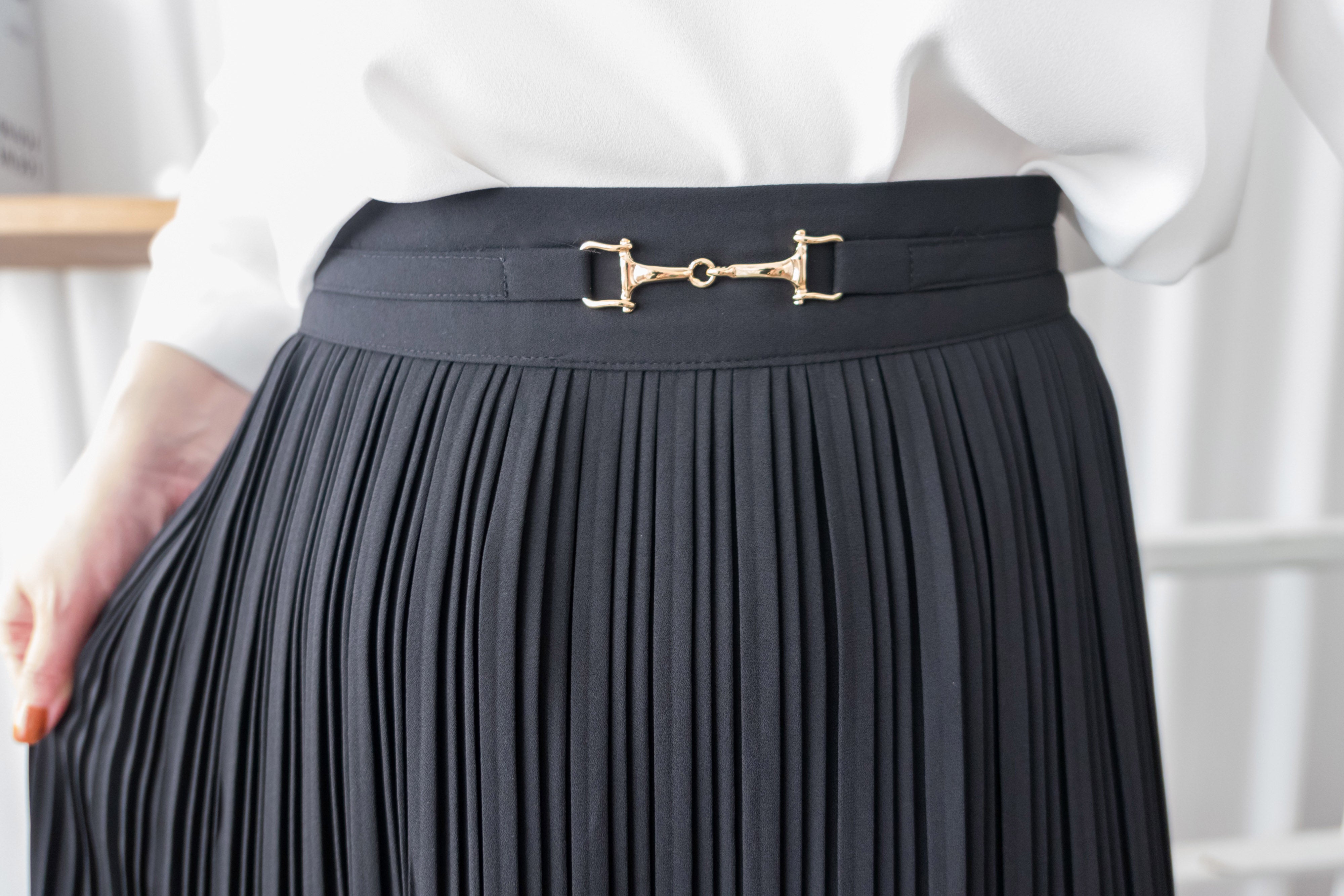 Elegant Buckle 金釦裝飾飄逸雙層細褶, Skirt/ SK8681 (black sold out)