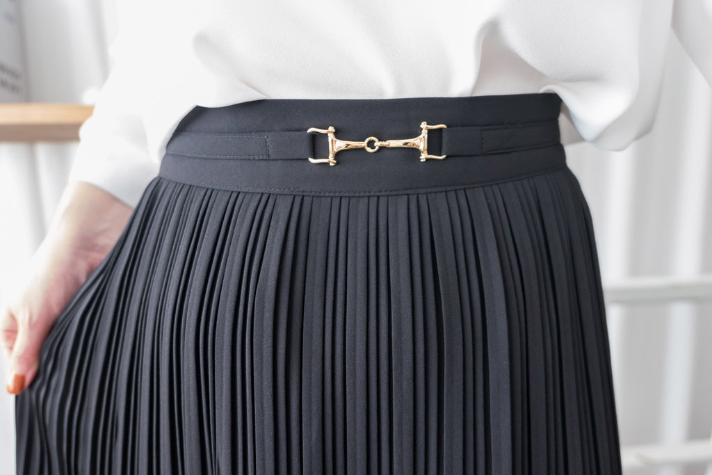 Elegant Buckle 金釦裝飾飄逸雙層細褶, Skirt/ SK8681 (black sold out)