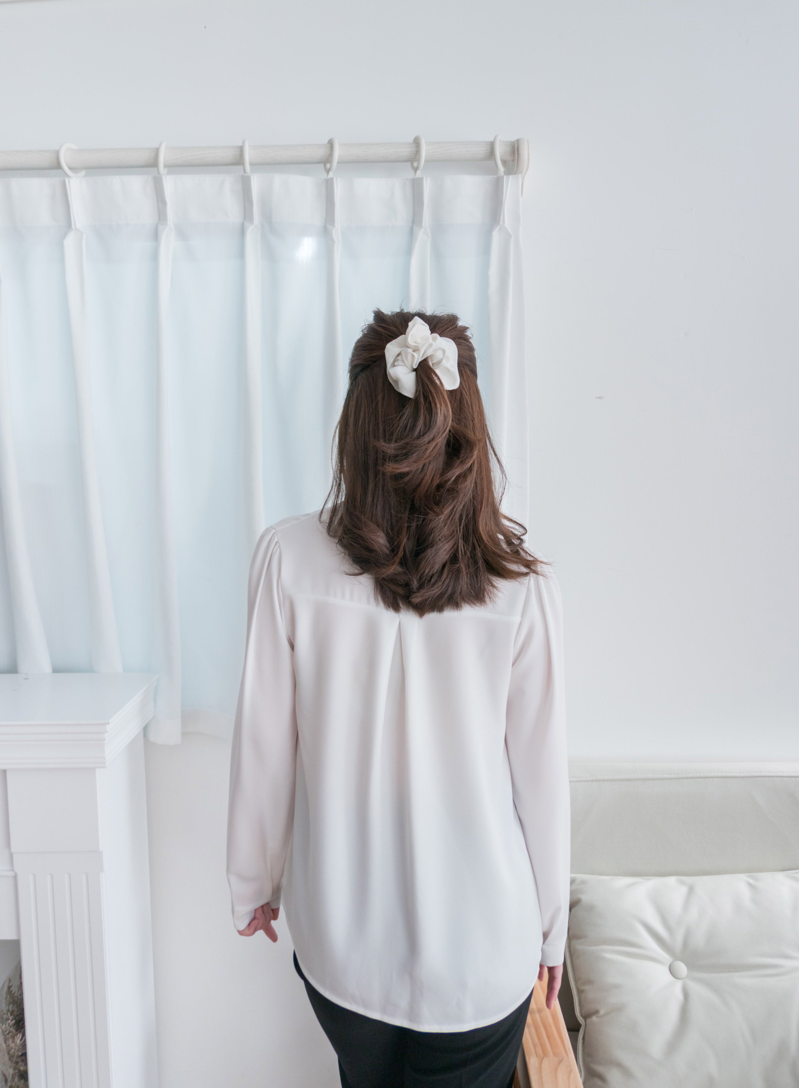 Pearl 合身簡約珍珠鈕扣雪紡, Blouse/ BU8911 (steelblue/white sold out)