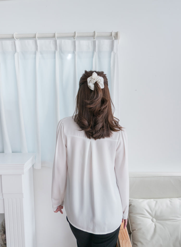 Pearl 合身簡約珍珠鈕扣雪紡, Blouse/ BU8911 (steelblue/white sold out)