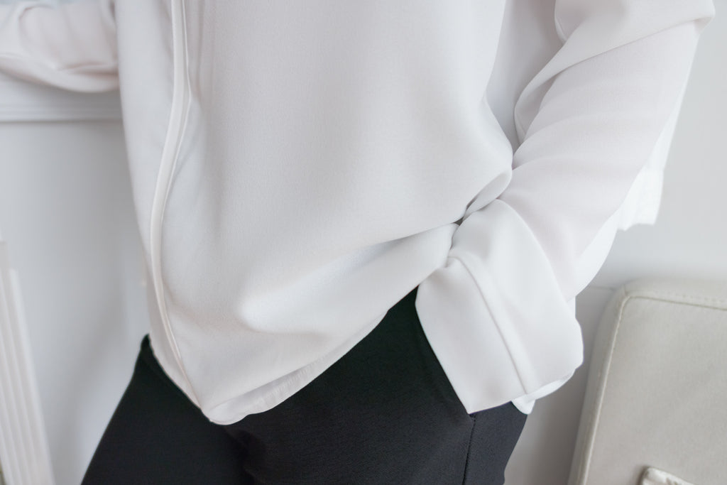 Pearl 合身簡約珍珠鈕扣雪紡, Blouse/ BU8911 (steelblue/white sold out)