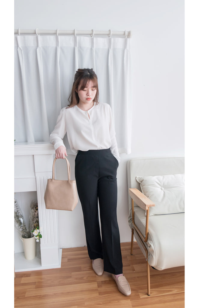Pearl 合身簡約珍珠鈕扣雪紡, Blouse/ BU8911 (steelblue/white sold out)
