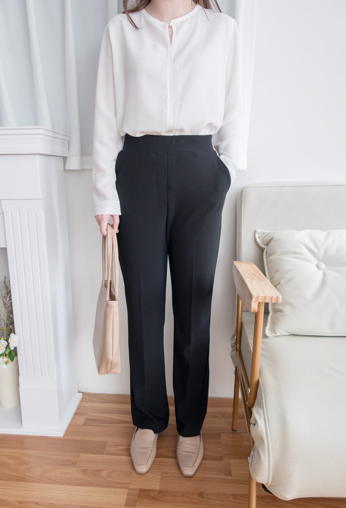 Pearl 合身簡約珍珠鈕扣雪紡, Blouse/ BU8911 (steelblue/white sold out)