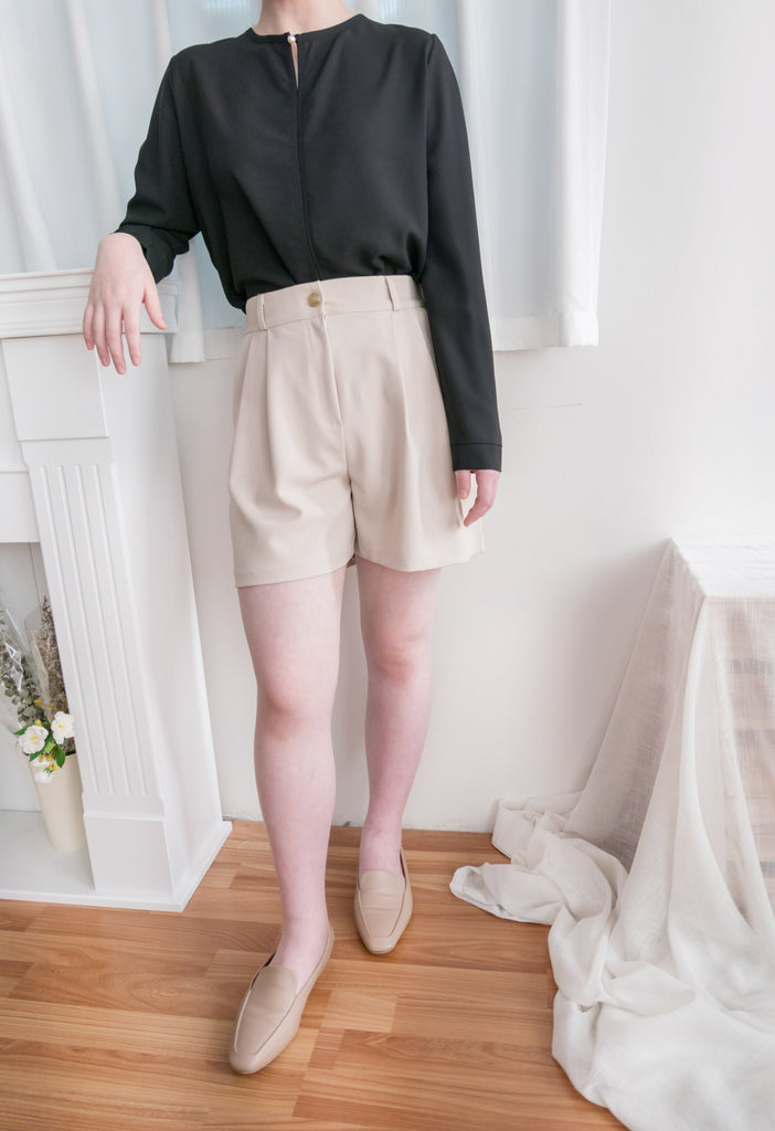 Pearl 合身簡約珍珠鈕扣雪紡, Blouse/ BU8911 (steelblue/white sold out)