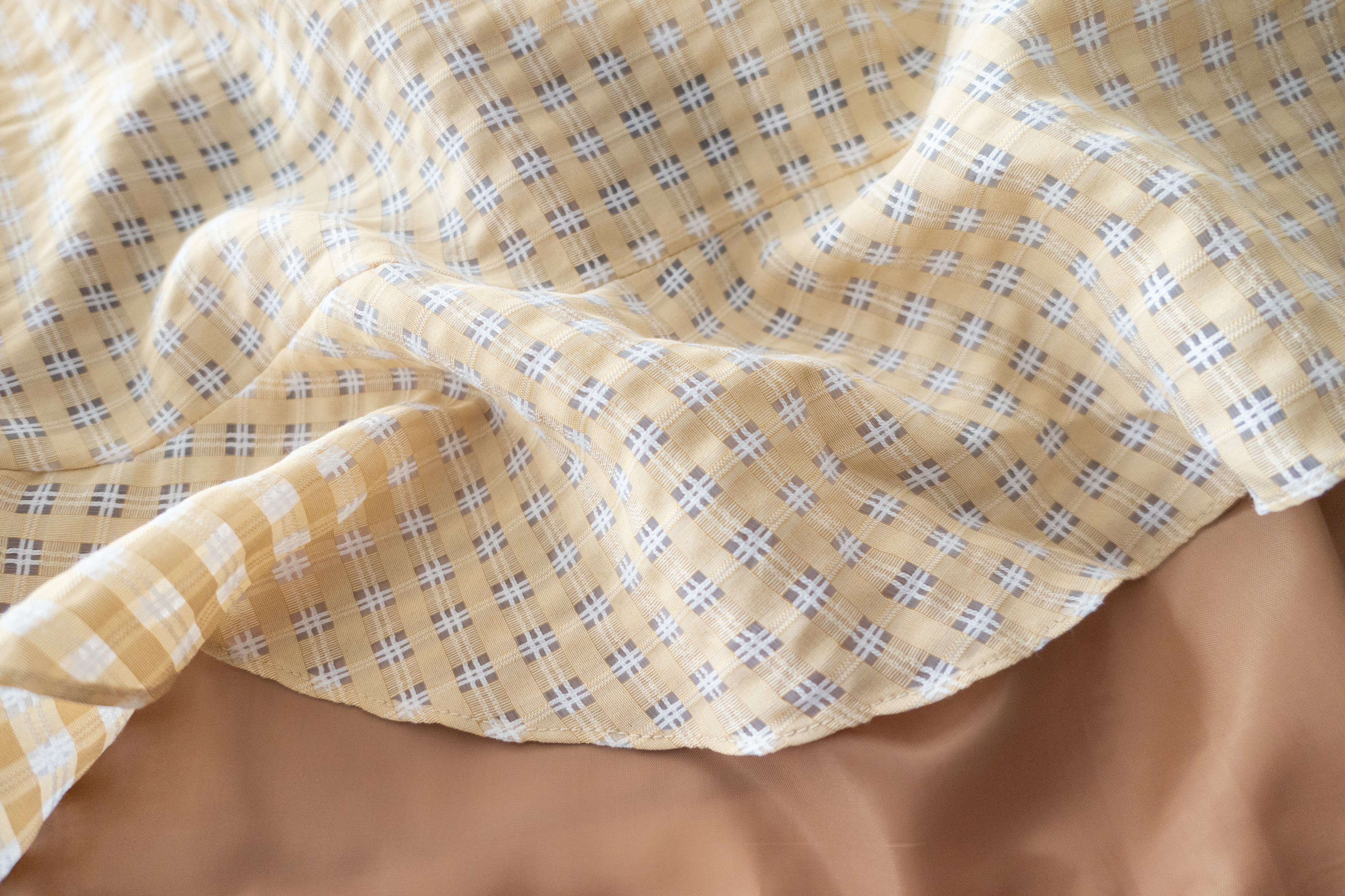 Elegant Check 細緻船領荷葉邊織格紋連身裙, Dress/ DS9193 (light yellow soldout)