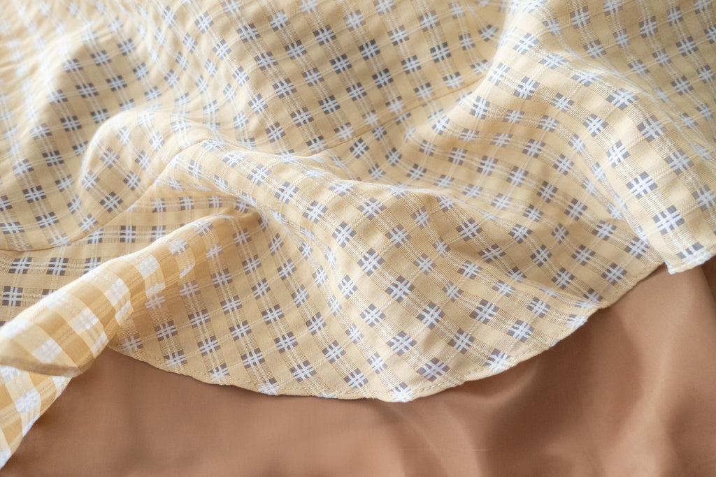 Elegant Check 細緻船領荷葉邊織格紋連身裙, Dress/ DS9193 (light yellow soldout)