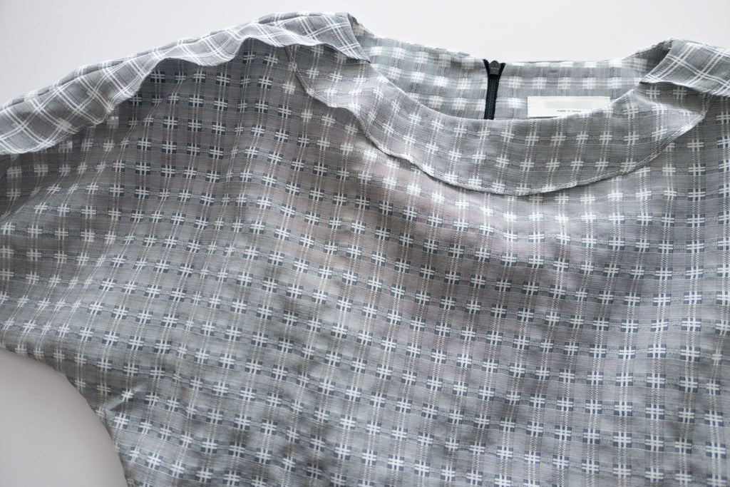 Elegant Check 細緻船領荷葉邊織格紋連身裙, Dress/ DS9193 (light yellow soldout)