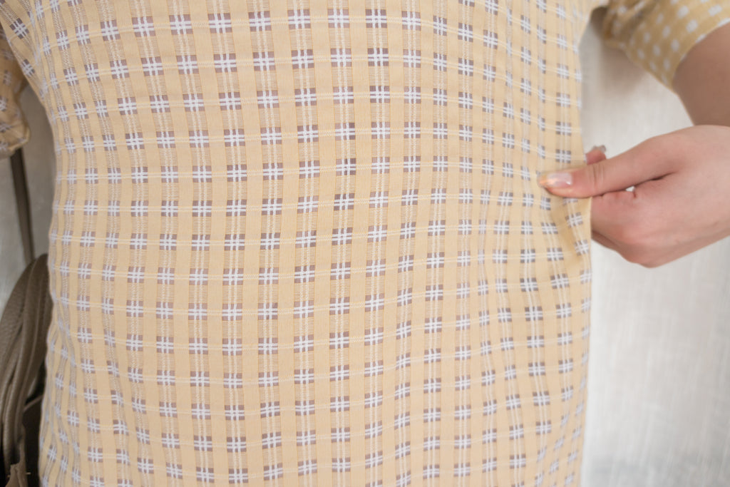 Elegant Check 細緻船領荷葉邊織格紋連身裙, Dress/ DS9193 (light yellow soldout)