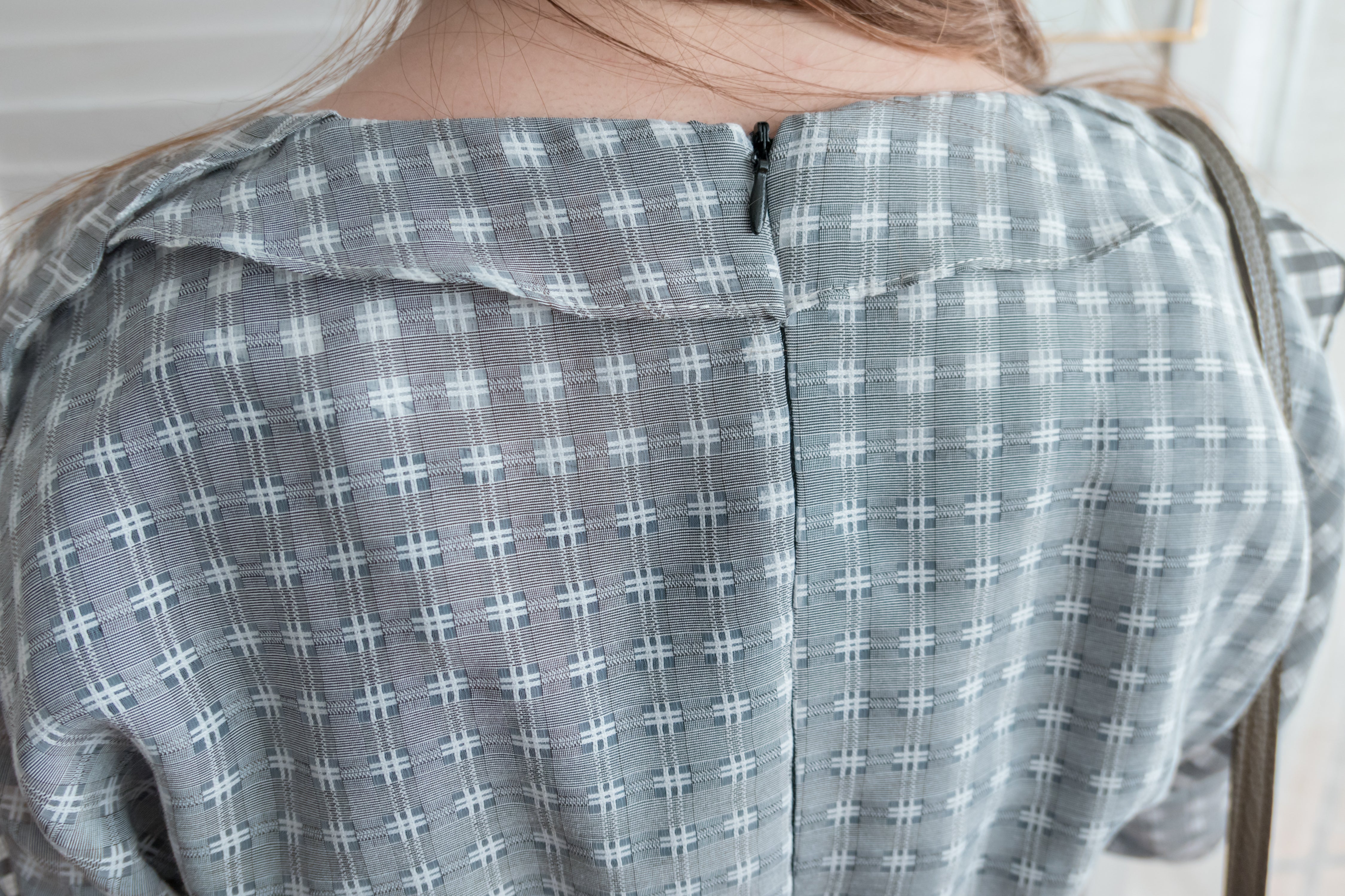 Elegant Check 細緻船領荷葉邊織格紋連身裙, Dress/ DS9193 (light yellow soldout)