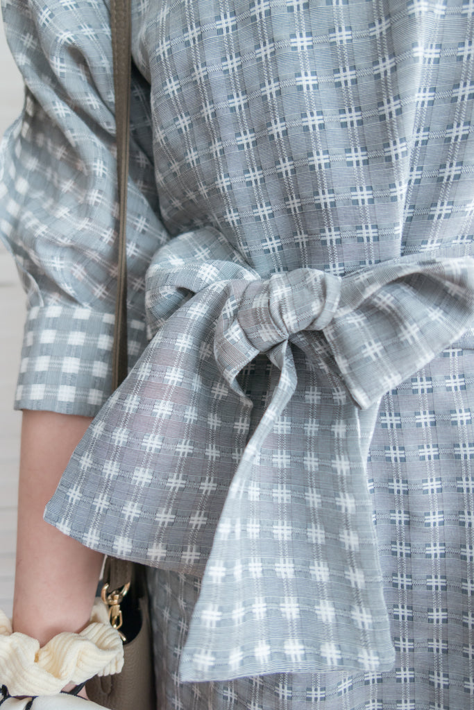 Elegant Check 細緻船領荷葉邊織格紋連身裙, Dress/ DS9193 (light yellow soldout)