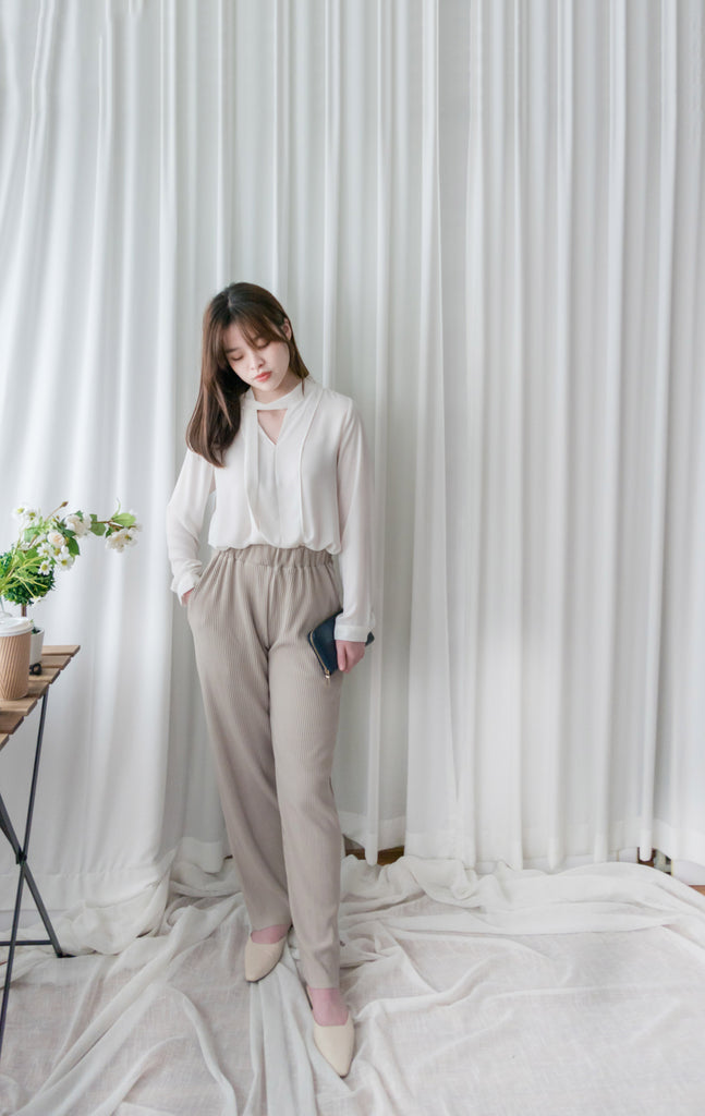 Stripe Carrot 防皺隨性寬鬆坑紋蘿蔔褲, Pants/ PT8377